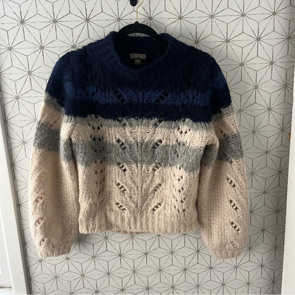 Point Sur Pointelle Ombré Open Knit Sweater